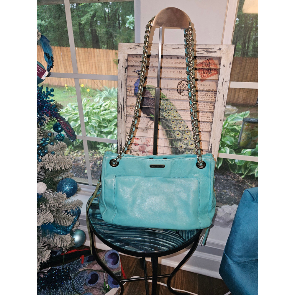 Rebecca Minkoff turquoise bag with blue/turquoise chain - great condition
